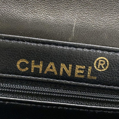 Chanel Shoulder Bag Double Facematelasse Black Gold Hardware Lambskin
