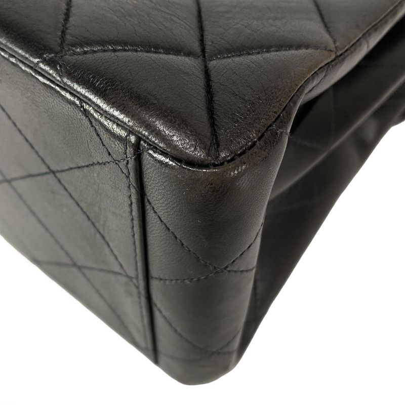 Chanel Shoulder Bag Double Facematelasse Black Gold Hardware Lambskin