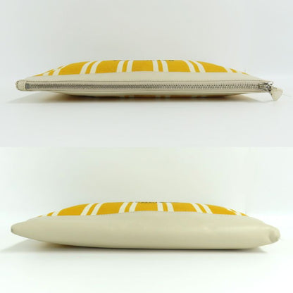 Balenciaga Navy-clip M 420407 Clutch Bag Yellow-ivory-leather Canvas