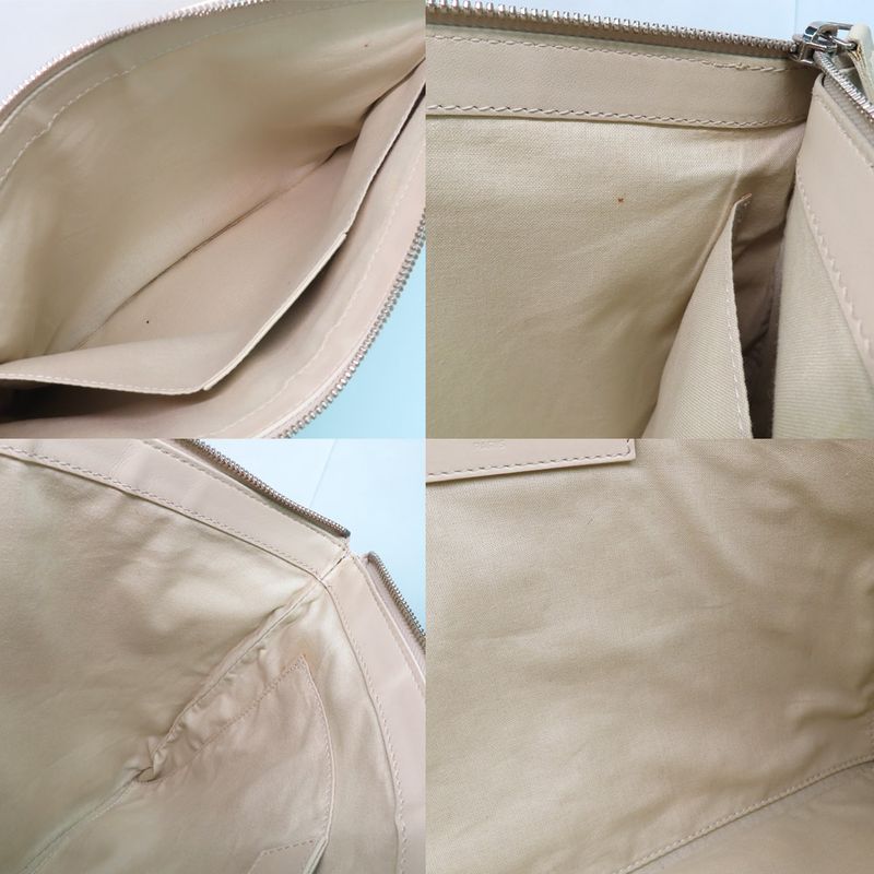 Balenciaga Navy-clip M 420407 Clutch Bag Yellow-ivory-leather Canvas