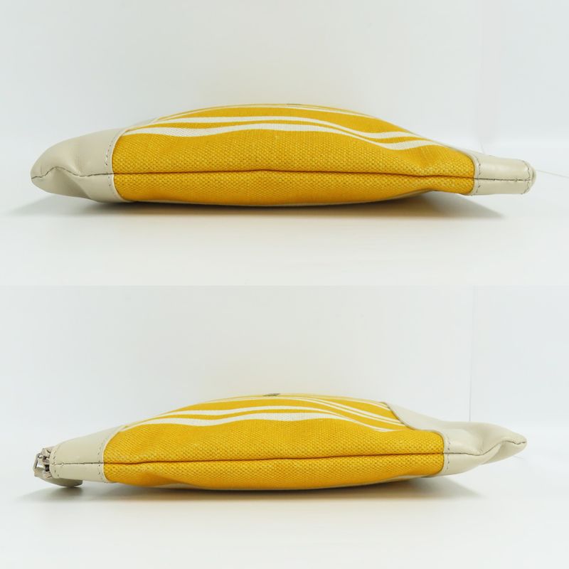 Balenciaga Navy-clip M 420407 Clutch Bag Yellow-ivory-leather Canvas