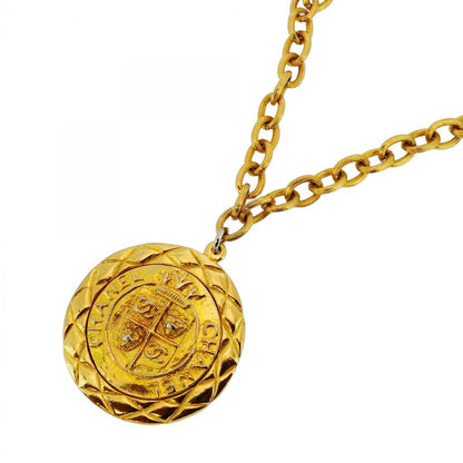 Chanel Necklace Vintage Coco Mark Chanel Logo/matelasse Round Shape Circle GP