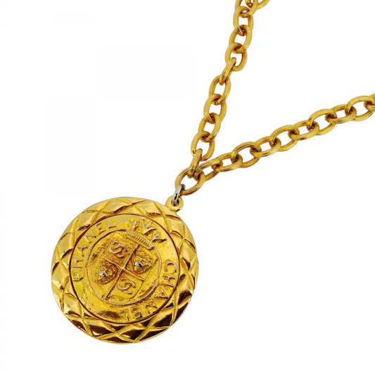 Chanel Necklace Vintage Coco Mark Chanel Logo/matelasse Round Shape Circle GP