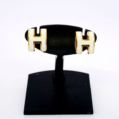 Hermes Earrings Pop Ash GP Plated Gold White Ladies