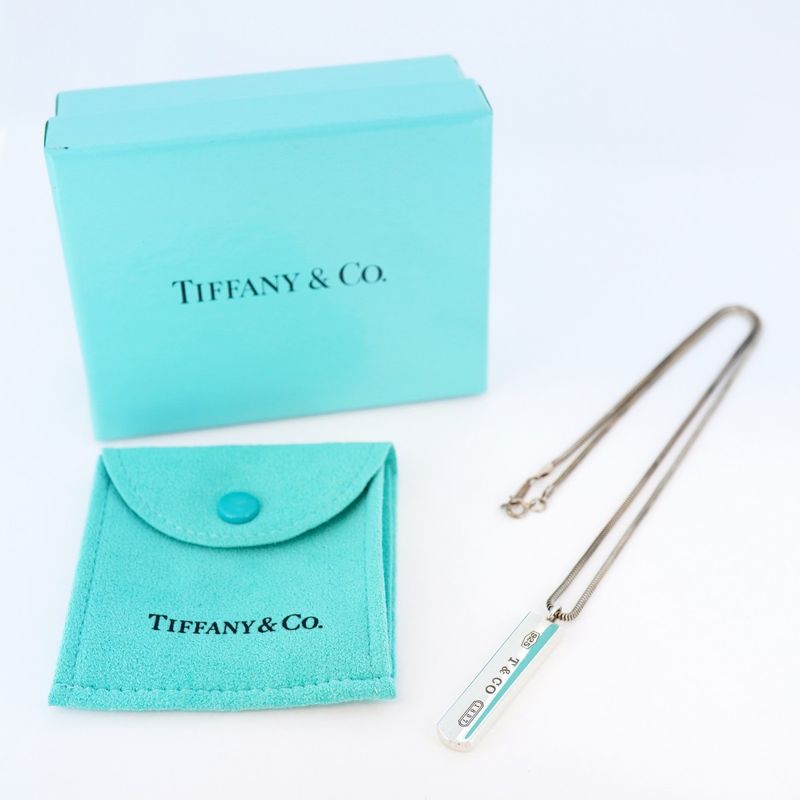 Tiffany & Co Necklace Narrow Bar 925 Silver Ladies