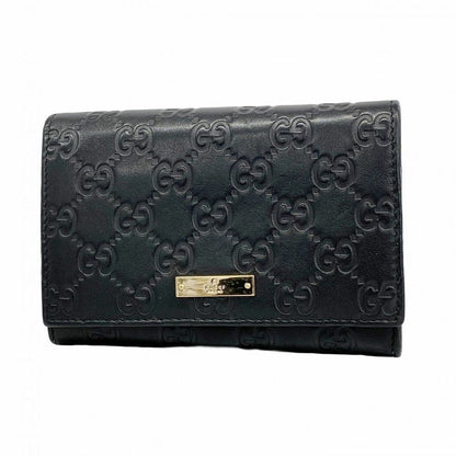 Gucci Wallet Guccissima 154258 Leather Black Chien Pan Gold Hardware Men Ladies