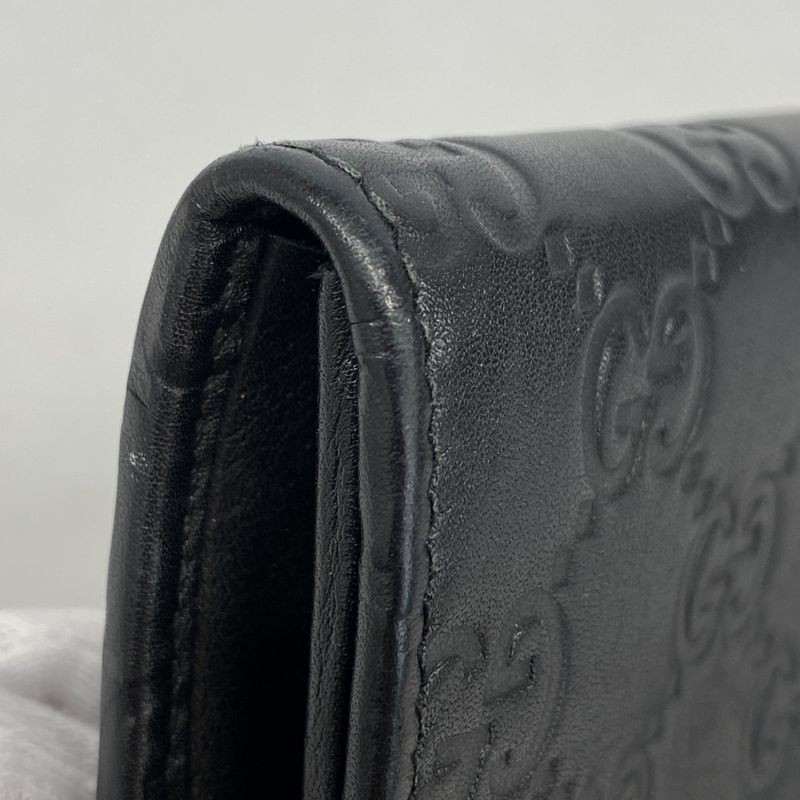 Gucci Wallet Guccissima 154258 Leather Black Chien Pan Gold Hardware Men Ladies