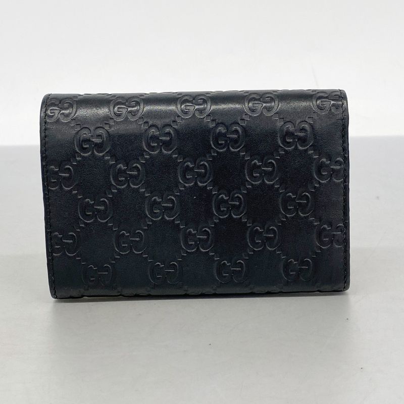 Gucci Wallet Guccissima 154258 Leather Black Chien Pan Gold Hardware Men Ladies