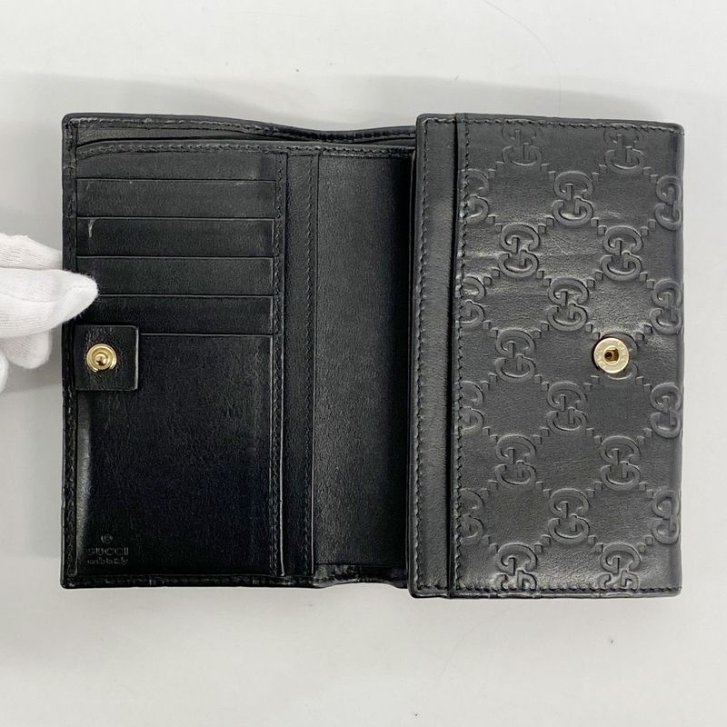 Gucci Wallet Guccissima 154258 Leather Black Chien Pan Gold Hardware Men Ladies
