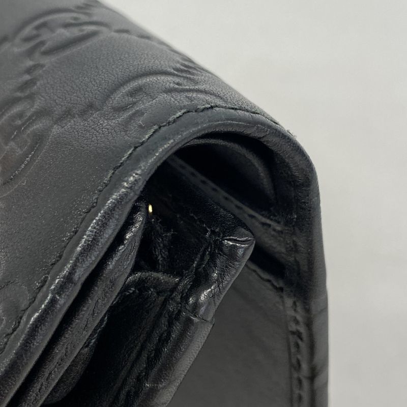 Gucci Wallet Guccissima 154258 Leather Black Chien Pan Gold Hardware Men Ladies