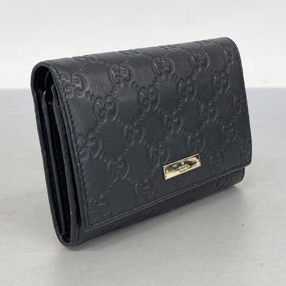 Gucci Wallet Guccissima 154258 Leather Black Chien Pan Gold Hardware Men Ladies
