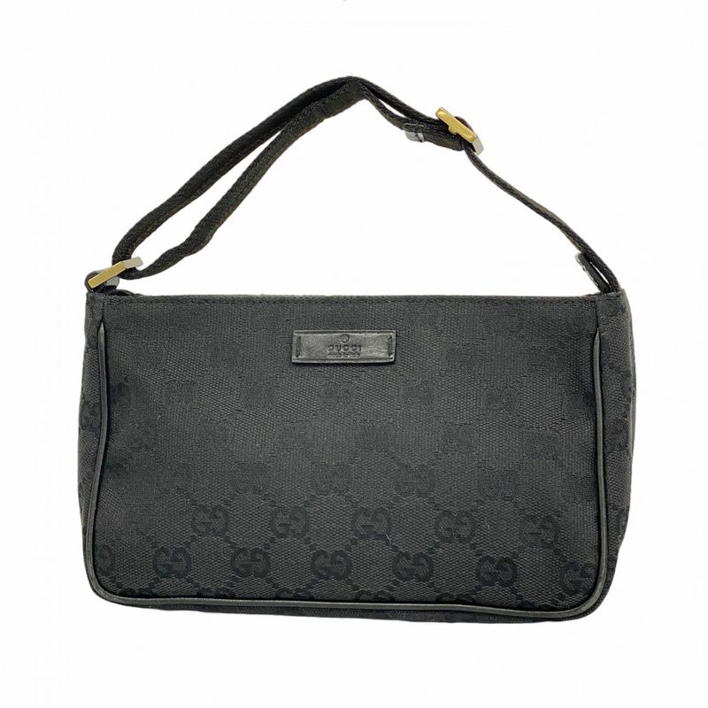 Gucci Pouch GG Canvas 106644 Canvas Black Gold Hardware Women's