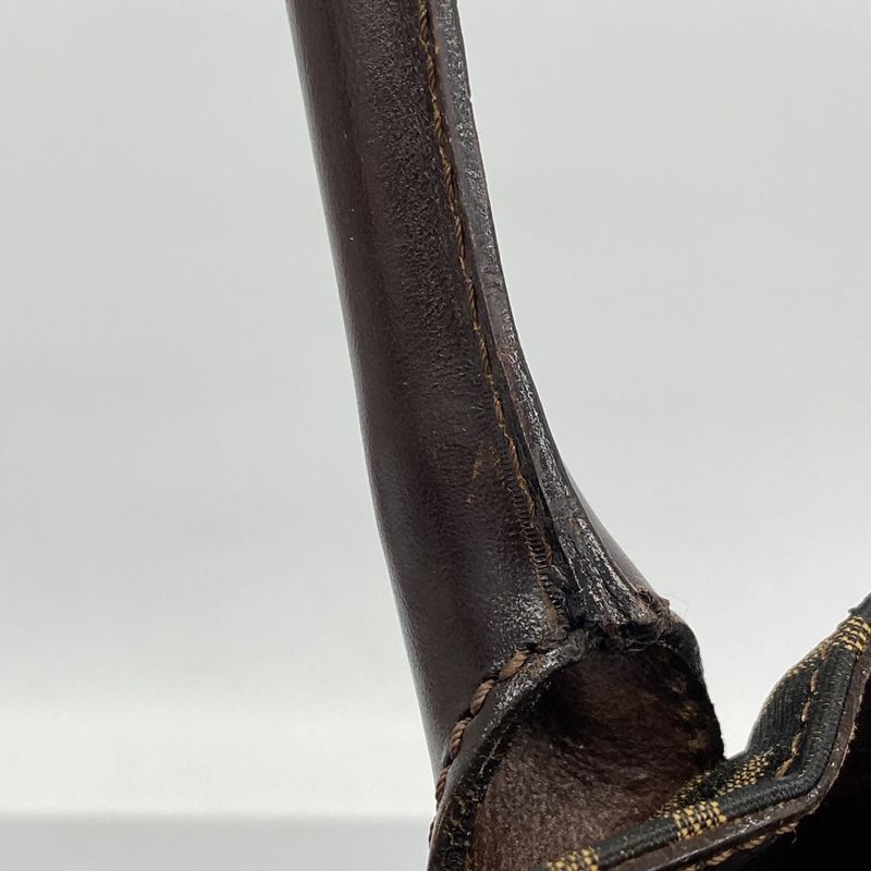 Fendi Tote Bag Zucca Nylon Canvas Brown Silver Hardware Women's