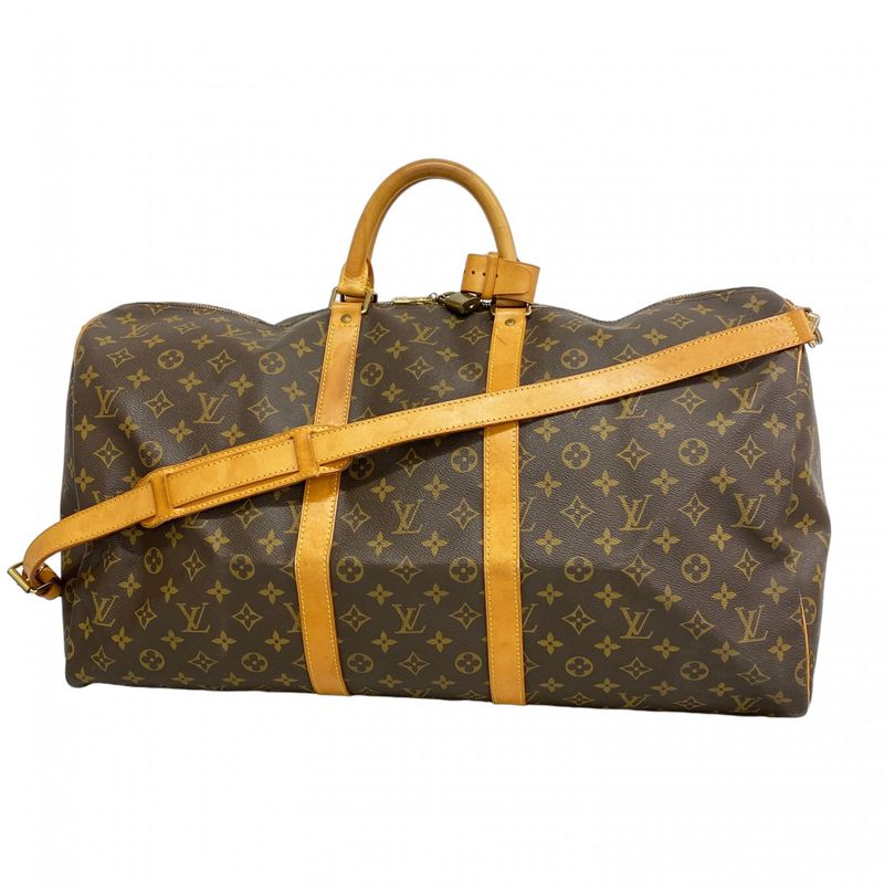 Louis Vuitton Boston Bag Monogram Keepall Bandoliere 55 Mi41414 Brown Men Women