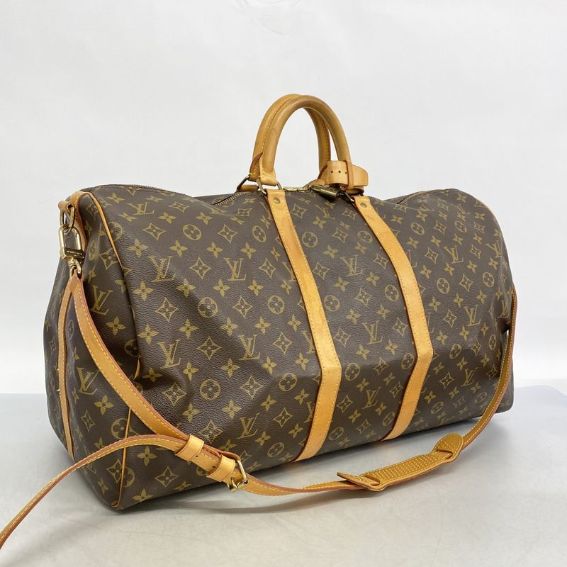 Louis Vuitton Boston Bag Monogram Keepall Bandoliere 55 Mi41414 Brown Men Women