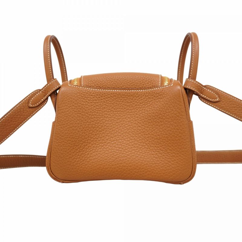 Hermes Handbag Lindy Mini Taurillon Cles Mance Gold Hardware B Engraved 2way