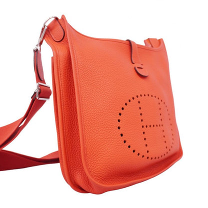 Hermes Shoulder Bag Evelyn 3PM Taurillon Cles Mans Rouge Pivoine Silver