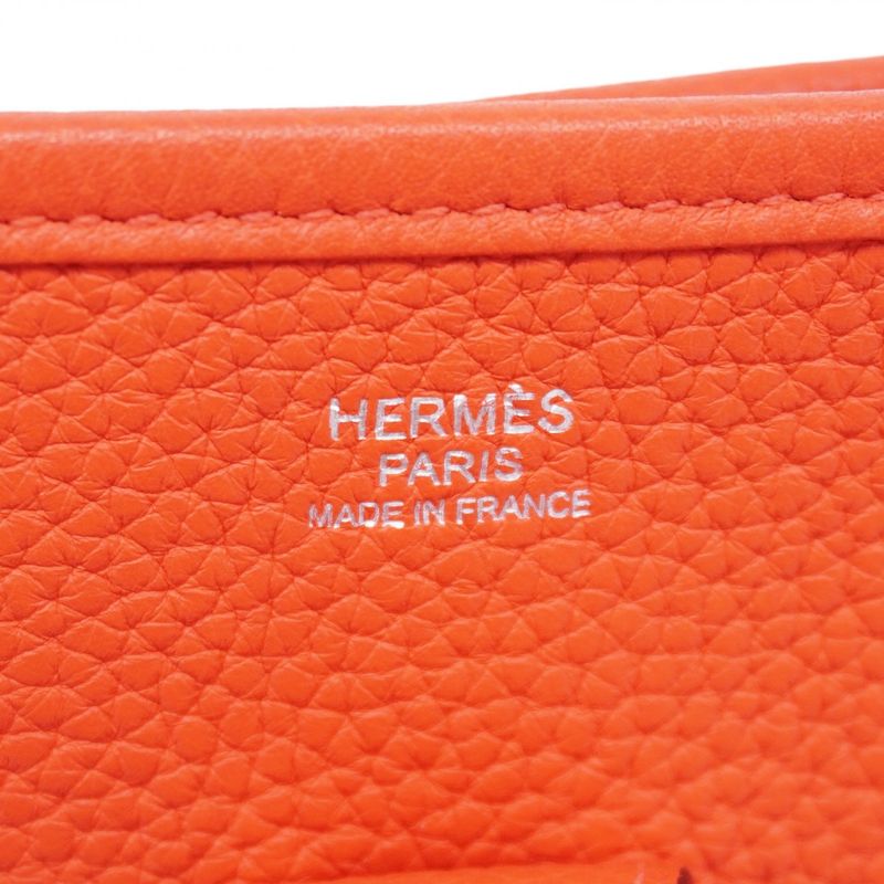 Hermes Shoulder Bag Evelyn 3PM Taurillon Cles Mans Rouge Pivoine Silver