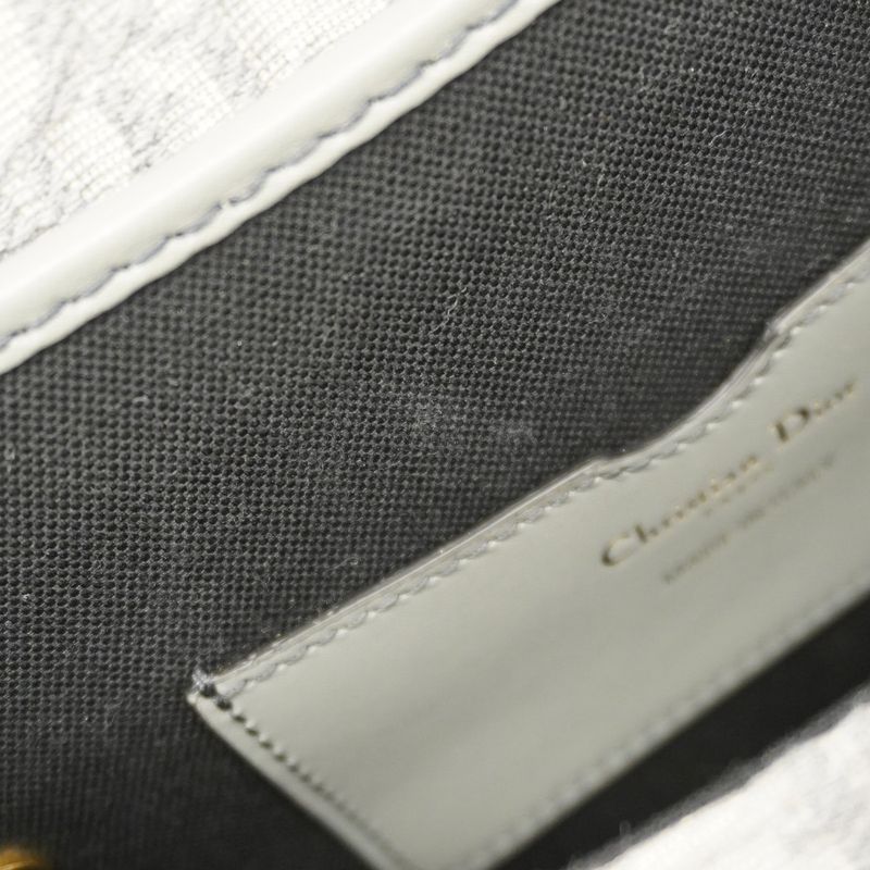 Christian Dior Shoulder Bag Oblique Bobby Canvas Gray Gold Hardware Women