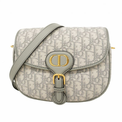 Christian Dior Shoulder Bag Oblique Bobby Canvas Gray Gold Hardware Women