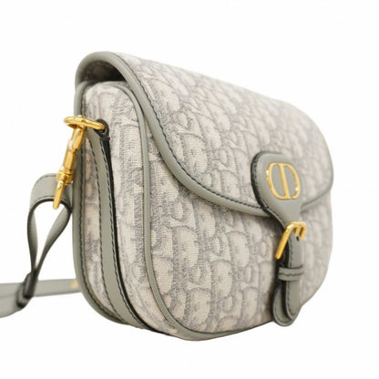 Christian Dior Shoulder Bag Oblique Bobby Canvas Gray Gold Hardware Women