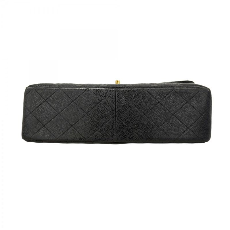 Chanel Shoulder Bag Matelasse Caviar Skin Black Gold Hardware Women