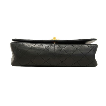 Chanel Shoulder Bag Matelasse Lambskin Black Gold Hardware Women