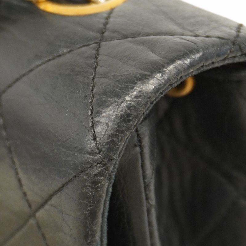 Chanel Shoulder Bag Matelasse Lambskin Black Gold Hardware Women