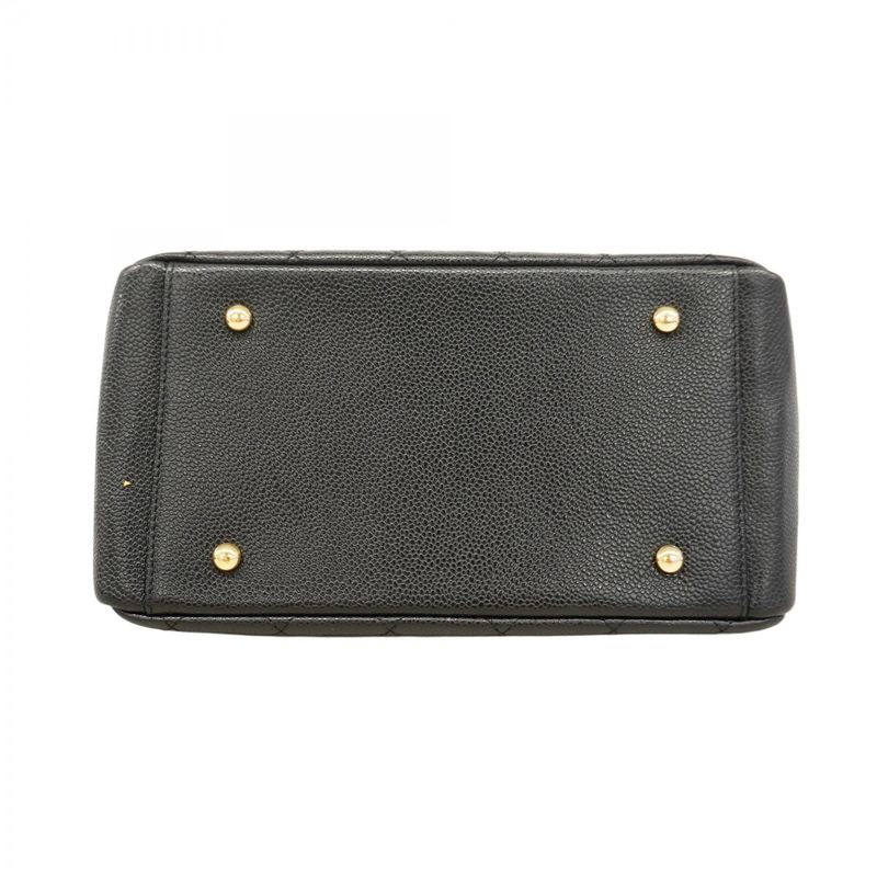 Chanel Handbag Matelasse Caviar Skin Black Gold Hardware Women