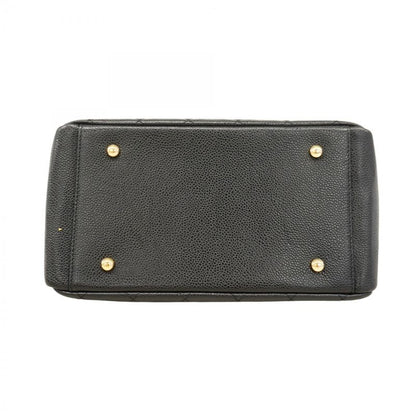 Chanel Handbag Matelasse Caviar Skin Black Gold Hardware Women