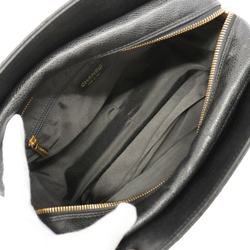 Chanel Handbag Matelasse Caviar Skin Black Gold Hardware Women