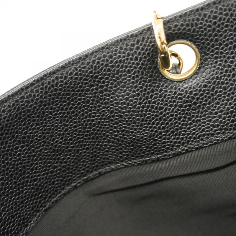 Chanel Handbag Matelasse Caviar Skin Black Gold Hardware Women