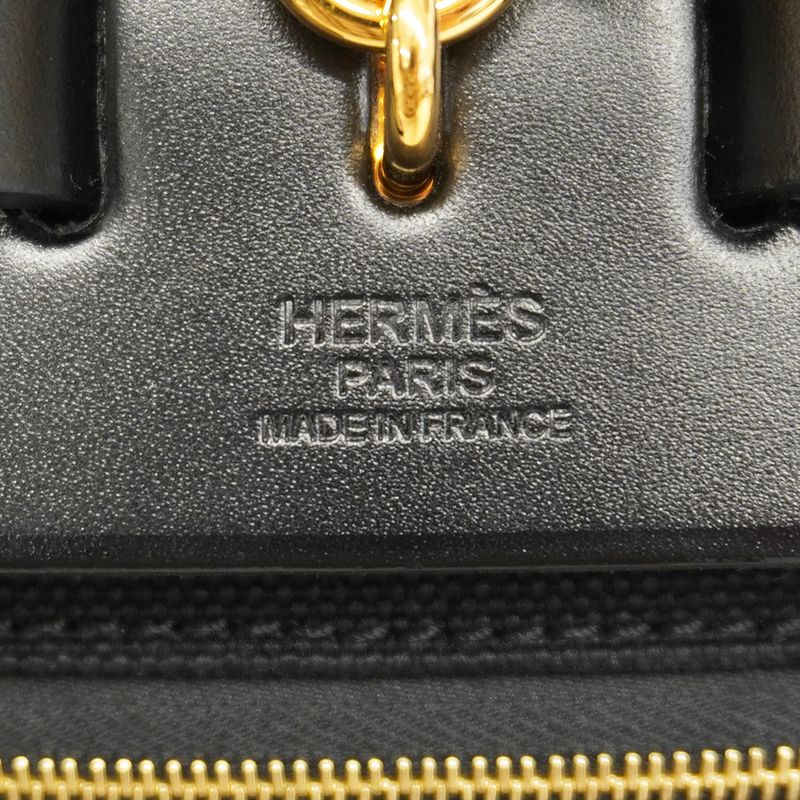 Hermes Handbag Herbag Zip PM Toile Military Black Gold Hardware Z Engraved