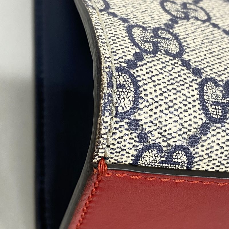 Gucci Shoulder Bag GG Supreme Padlock 409486 PVC Red Navy Beige Gold Hardware
