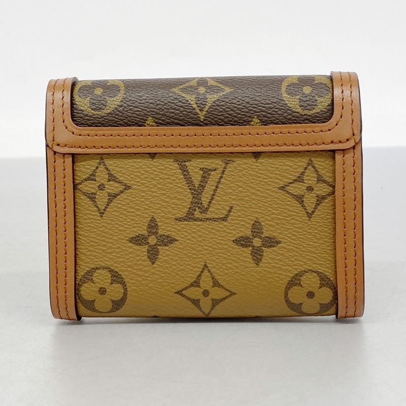 Louis Vuitton Monogram Reverse Portefeuille Dauphine Compact M68725 Brown Ladies