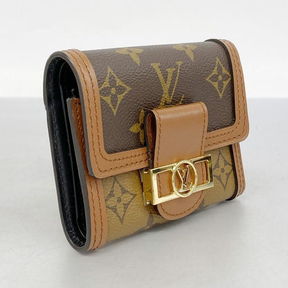 Louis Vuitton Monogram Reverse Portefeuille Dauphine Compact M68725 Brown Ladies