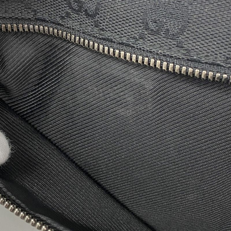 Gucci Waist Bag GG Canvas 28566 Canvas Black Silver Hardware Men Women Unisex