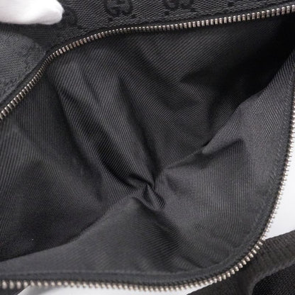 Gucci Waist Bag GG Canvas 28566 Canvas Black Silver Hardware Men Women Unisex