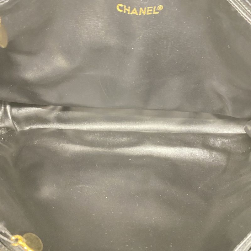 Chanel Shoulder Bag Matelasse Lambskin Black Gold Hardware Women