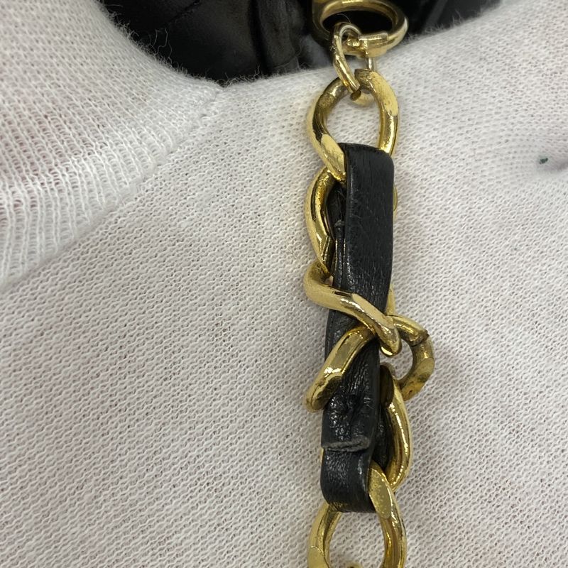 Chanel Shoulder Bag Matelasse Lambskin Black Gold Hardware Women