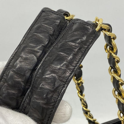 Chanel Shoulder Bag Matelasse Lambskin Black Gold Hardware Women