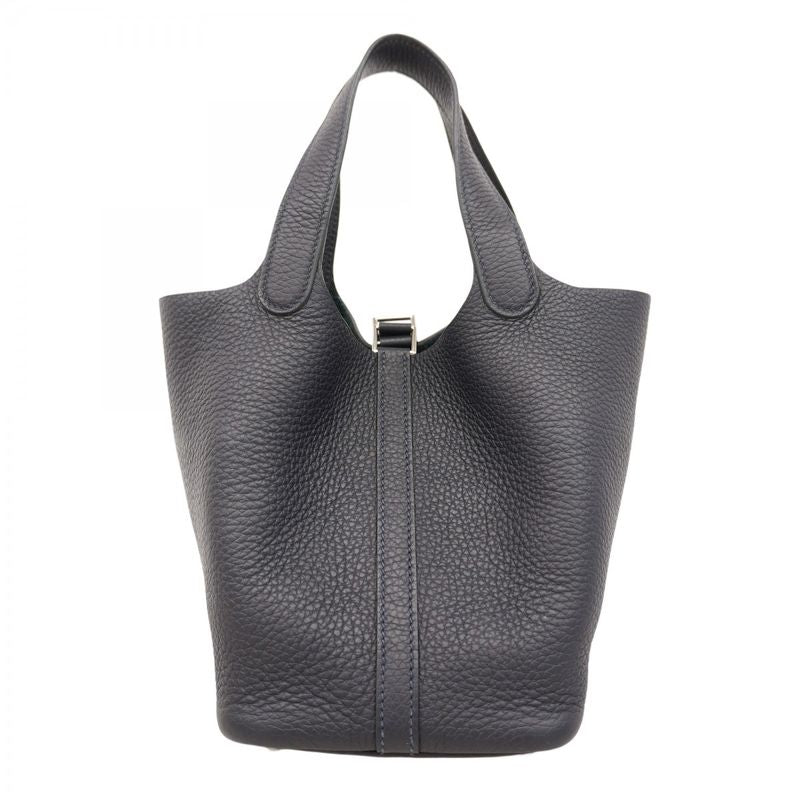 Hermes Handbag Picotin Lock PM Taurillon Cles Mance Blue Indigo Silver Hardware