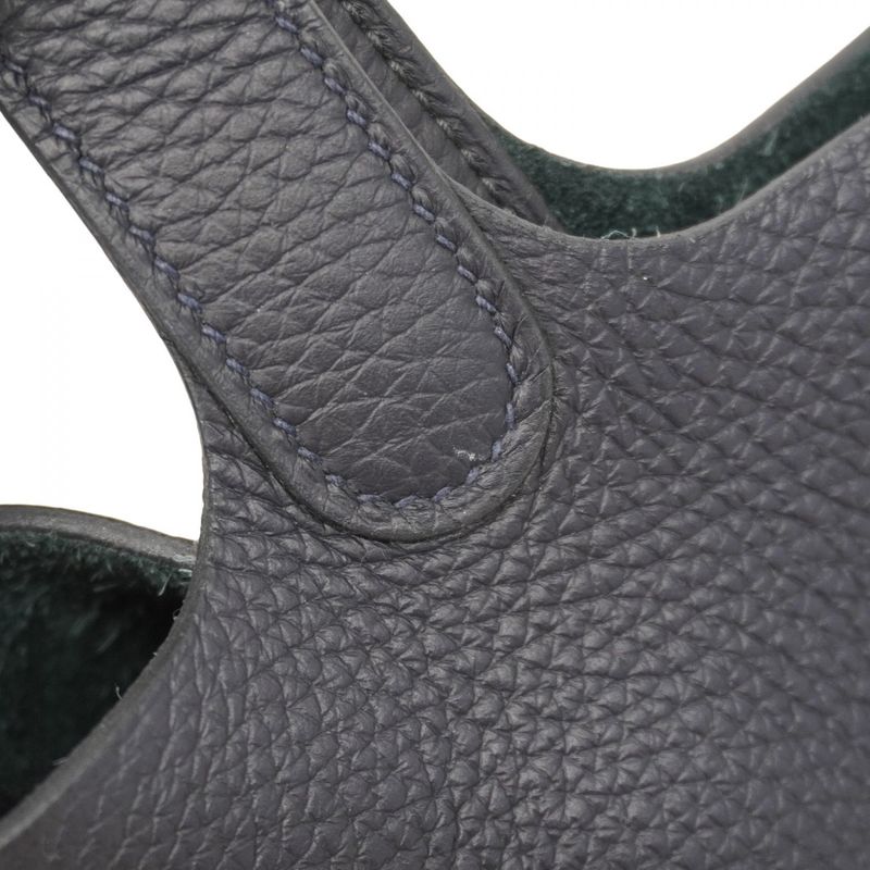 Hermes Handbag Picotin Lock PM Taurillon Cles Mance Blue Indigo Silver Hardware