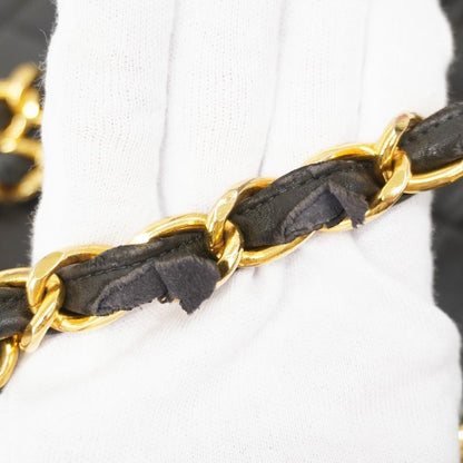 Chanel Shoulder Bag Deka Matelasse Lambskin Black Gold Hardware Women