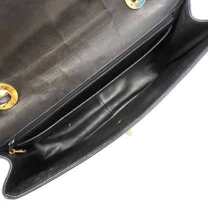 Chanel Shoulder Bag Deka Matelasse Lambskin Black Gold Hardware Women