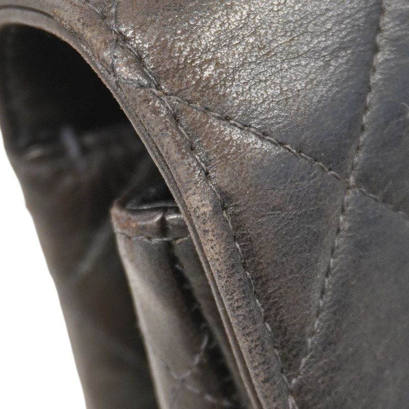 Chanel Shoulder Bag Deka Matelasse Lambskin Black Gold Hardware Women