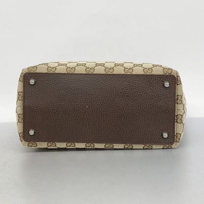 Gucci Tote Bag GG Canvas 120836 Canvas Brown Silver Hardware Women's