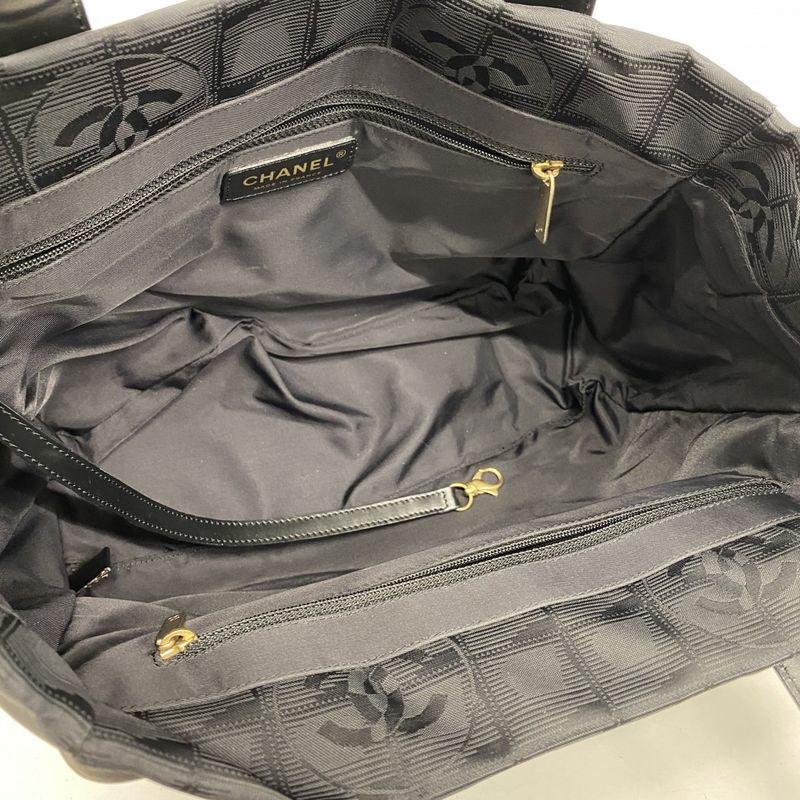 Chanel Tote New Travel Nylon Black Chien Pan Gold Hardware Women's