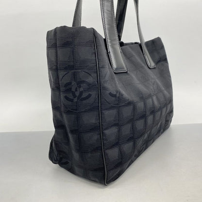 Chanel Tote New Travel Nylon Black Chien Pan Gold Hardware Women's