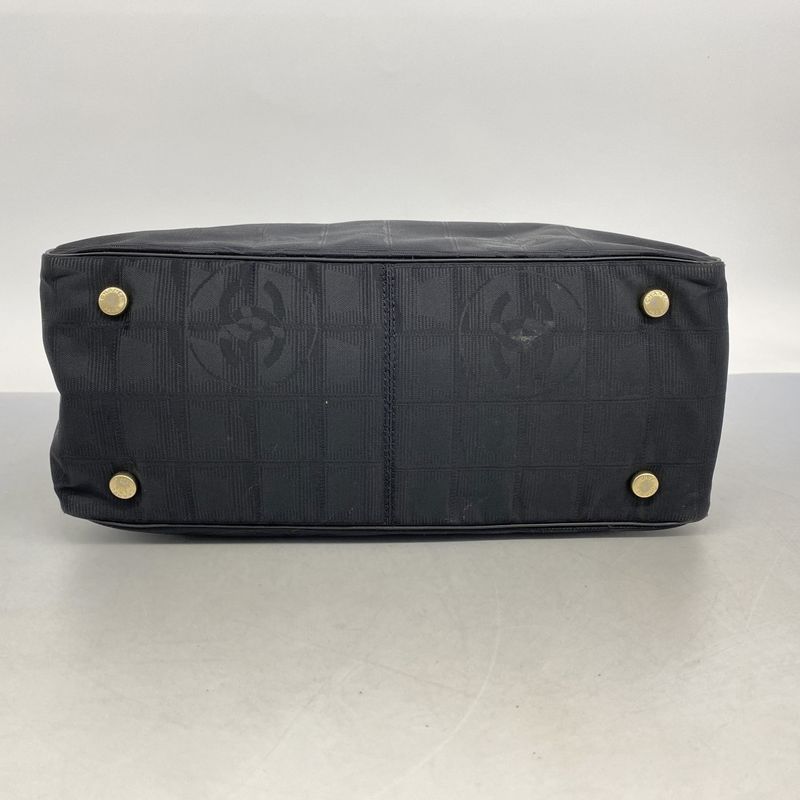 Chanel Tote New Travel Nylon Black Chien Pan Gold Hardware Women's